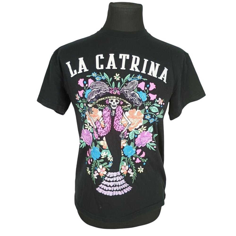 Hasta Siempre "La Catrina" T-Shirt Women's Size Small Black‎